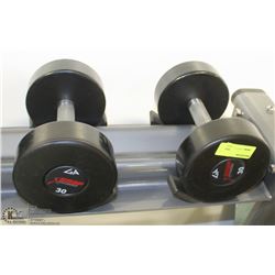 PAIR OF COMMERCIAL DUMBELLS 30LBS