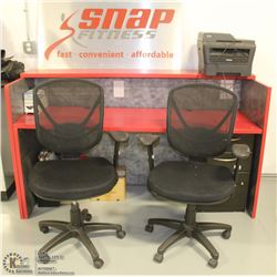 DESK WITH 2 CHAIRS AND OFFICE SUPPLIES