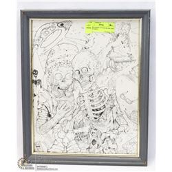 FRAMED MARS ATTACK BLACK AND WHITE PRINT