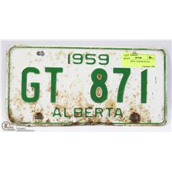 1959 ALBERTA  LICENSE PLATE