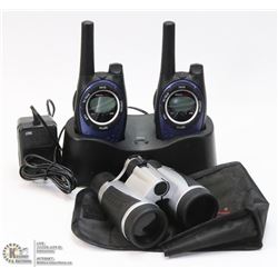 COBRA WALKIE TALKIES WITH DESKTOP CHARGER AND