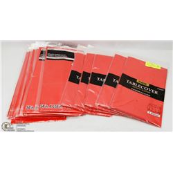 LOT OF 15 RED COLORED PLASTIC TABLE COVERINGS