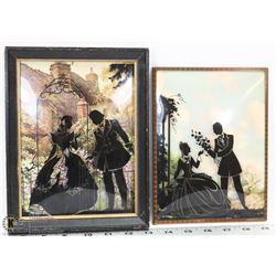 2 ANTIQUE 6X8 SILHOUETTE PICTURES