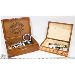 LOT OF 2 JEWELRY BOXES WITH CONTENTS