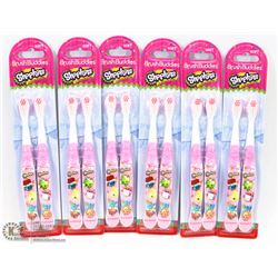 LOT OF 6 SHOPKINS 2 PACK TOOTHBRUSH SETS