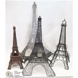 LOT OF 4 EIFFEL TOWER STANDS, 2 TEA LIGHTS ,