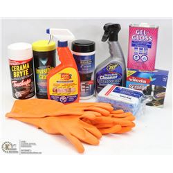 FLAT OF ASSORTED CLEANING PRODUCTS INCLUDING