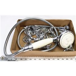 LOT OF 10 HOOKS AND SHOWER HEAD