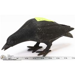 VINTAGE CAST IRON RAVEN STATUE - 11"L X 4"W.