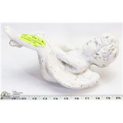 HEAVY CEMENT SITTING ANGEL GARDEN STATUE - 12"H