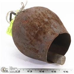 ANTIQUE METAL COW BELL - 7"H X 4"W.