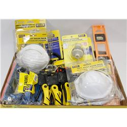 FLAT OF ASSORTED HARDWARE SAFETY EQUIP AND MORE