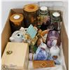 Image 1 : BOX W/CANDLE HOLDERS, COLLECTIBLE BELLS,
