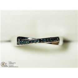 2) STERLING SILVER BLUE DIAMOND MEN'S RING SIZE 9