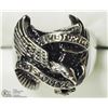 Image 1 : 9) STAINLESS STEEL EAGLE SHAPED MEN'S RING SIZE 11