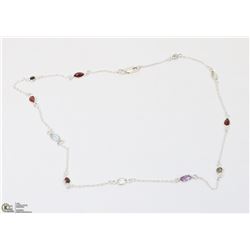 17) STERLING SILVER GEMSTONE NECKLACE