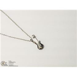 19) STERLING SILVER PENDANT WITH DIAMOND NECKLACE