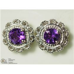 22) STERLING SILVER AMETHYST 2IN1 EARRINGS
