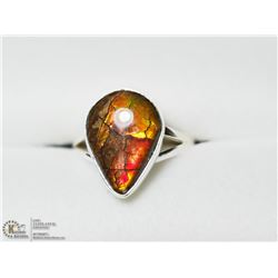 41) ST. SILVER CANADIAN AMMOLITE GEMSTONE RING