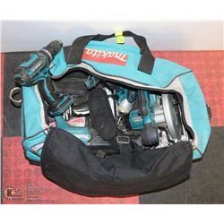 MAKITA TOOL BAG WITH MAKITA TOOL SET INCL 2 DRILLS
