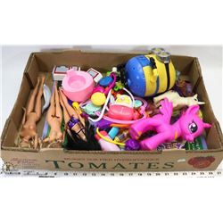 LARGE TOY FLAT OF BARBIE'S, MY LITTLE PONIES & MORE