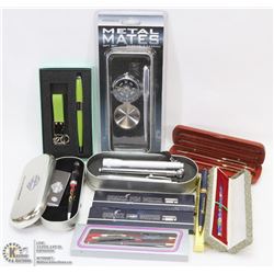 FLAT OF VINTAGE PENS  & SETS HARLEY