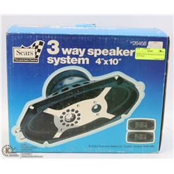 SEARS 3 WAY SPEAKER SYSTEM 4" X 10" IN BOX
