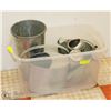 Image 1 : TOTE OF METAL OUTDOOR CANISTERS & WATER CAN