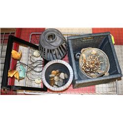 BASKET OF ASSORTED SHOWHOME DECORATIVE ITEMS
