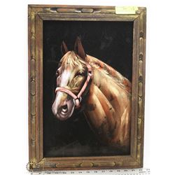 VINTAGE HORSE PAINTING 15" X 21"