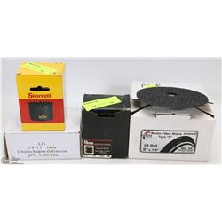 BOX WITH NEW HOLE SAWS, FAST TICK STAPLES, FIBER