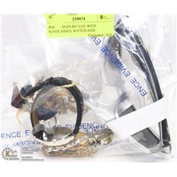 POLICE SEIZURE! LOT WITH SUNGLASSES, WATCH AND