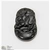 Image 1 : #112-BLACK OBSIDIAN JADE PENDANT CHINESE ZODIAC