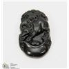 Image 1 : #107-BLACK OBSIDIAN JADE PENDANT CHINESE ZODIAC