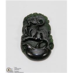 #109-BLACK OBSIDIAN JADE PENDANT CHINESE ZODIAC