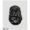 Image 1 : #109-BLACK OBSIDIAN JADE PENDANT CHINESE ZODIAC