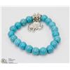 Image 1 : #33-NATURAL BLUE TURQUOISE BEAD ELEPHANT BRACELET