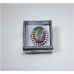 4)  PINK AUSTRALIAN FIRE OPAL SILVER