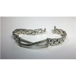 19)  SILVER TONE & CLEAR CRYSTAL