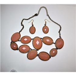 16 - GOLD TONE & PALE PINK FACETED