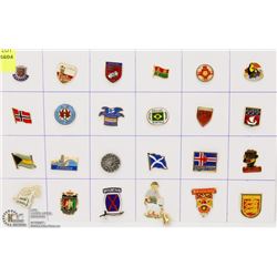 SHEET OF 24 WORLD PINS