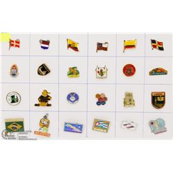 SHEET OF 24 WORLD PINS