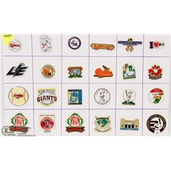 SHEET OF 24 BASEBALL PINS