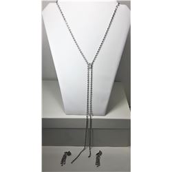 3)  SILVER TONE & CLEAR CRYSTAL LARIAT