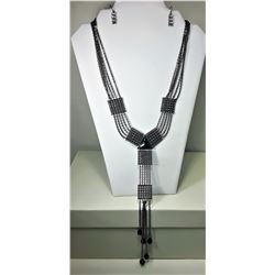 4)  BLACK CHAIN & CLEAR CRYSTAL DROP