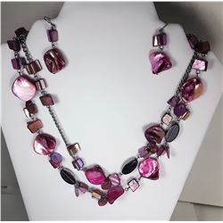 2)  SILVER TONE WITH PINK & MAUVE