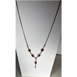 7)  925 STAMPED SILVER & AMBER Y STULE