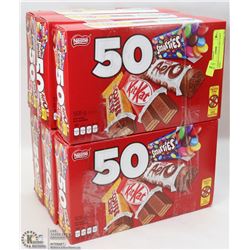 6 BOXES OF 50 SNACK SIZE CANDY BARS.