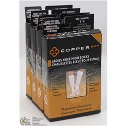 LOT OF 4 COPPER 88 SIZE 6-9 LADIES KNEE HIGH SOCKS