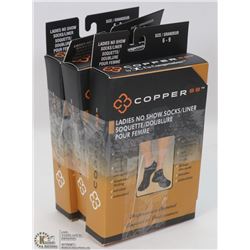 LOT OF 3 LADIES  COPPER 88 6-9 SIZE NO SHOW SOCKS
